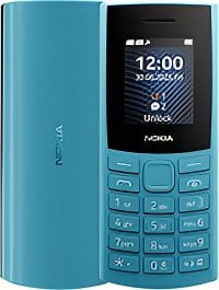 Nokia 105 mobile phone, with a simple and elegant design. It has a keypad and small screen, which provides basic phone functionality. Classic design with Nokia logo.